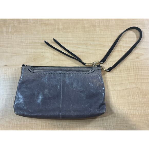 Hobo International Purse Wristlet Shoulder Bag Grey Leather Small - Picture 2 of 7